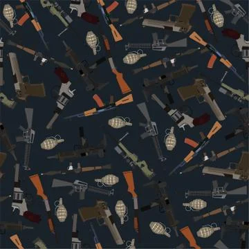 Flat dark seamless pattern weapons Stock Illustration