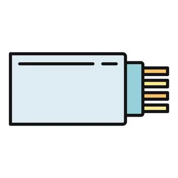 Flat data cable icon connecting network wires Stock Illustration