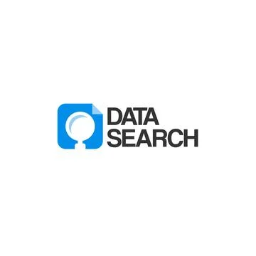 Flat DATA SEARCH Magnifying Glass logo design 스톡 일러스트