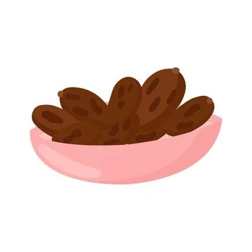 Flat dates in bowl illustration for packaging, Ramadan designs Stock Illustration