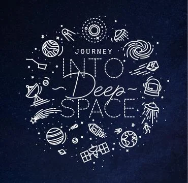 Flat deep space monogram blue Stock Illustration