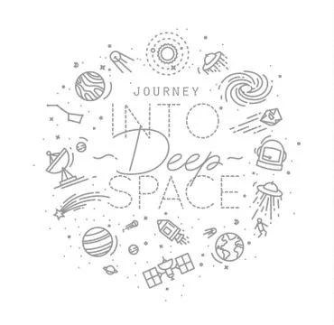 Flat deep space monogram Stock Illustration