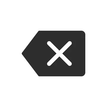 Flat Delete Remove Cross Button Icon Isolated Vector Stock Illustration