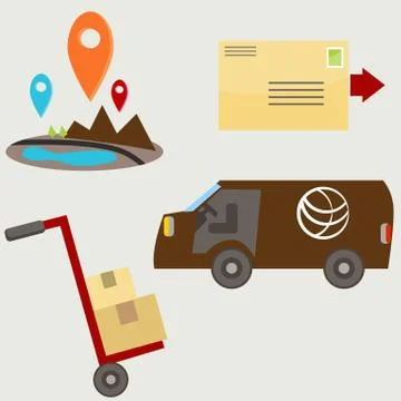 Flat delivery icons Ilustração Stock