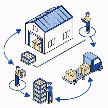 Flat delivery logistics process illustration (1) Stock Illustration