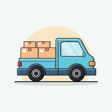 Flat Delivery Truck with Boxes Vector Illustration. Home Delivery Concept Design Stock Illustration