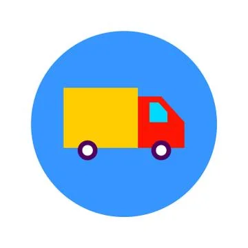 Flat Delivery Truck Circle Icon Stock Illustration