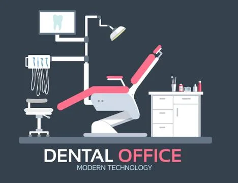 Flat dentist office background. Vector illustration colorful template for you Stock Illustration