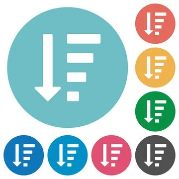 Flat descending ordered list mode icons Stock Illustration