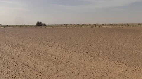Flat desert on the way to the Banc of Arguin, Mauritania Vídeo Stock 147486372