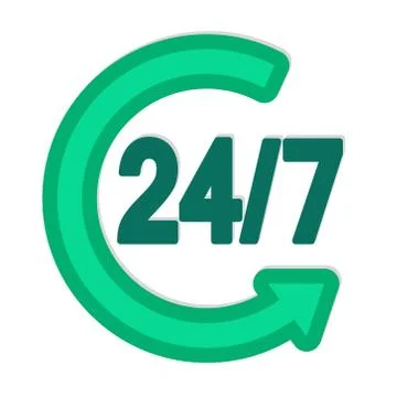 Flat design 24 hours 7 days a week icon vector illustration Stock Illustration
