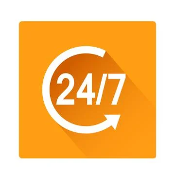 Flat design 24 hours 7 days a week icon button vector illustration Stock Illustration