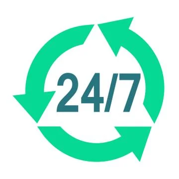 Flat design 24 hours 7 days a week icon vector illustration 스톡 일러스트
