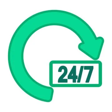 Flat design 24 hours 7 days a week icon vector illustration Stock Illustration