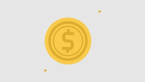 Flat Design 2D Gold Coin Seamless Loop with Alpha Stock Footage 335140871