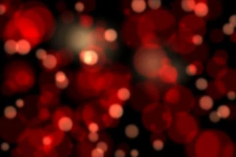 Flat-design abstract bokeh pattern is floating on black backdrop with glowing Stock Illustration