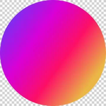 Flat design abstract circle showing multi-color gradient changing hues on clear Illustrazione stock