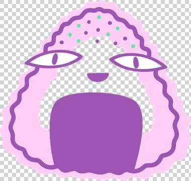 Flat design abstract creature showing wavy pink outline, purple body, slit eyes Stock Illustration