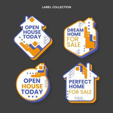 Flat design abstract geometric real estate labels Stock Illustration