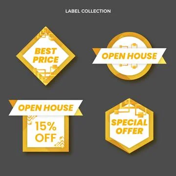 Flat design abstract geometric real estate labels Stock Illustration