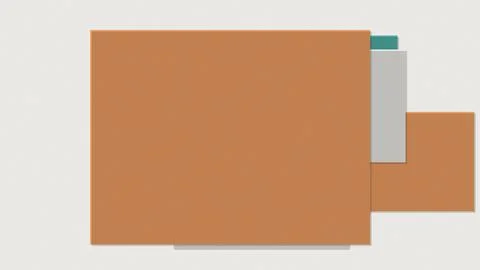 Flat design abstract orange folder with white and teal corner pieces Illustrazione stock