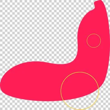 Flat design abstract red shape is floating on transparent background, showing Stock Illustration