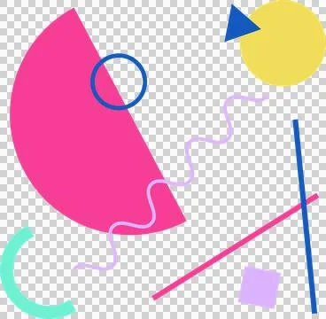 Flat design abstract shapes are floating on transparent backdrop with pink Illustrazione stock