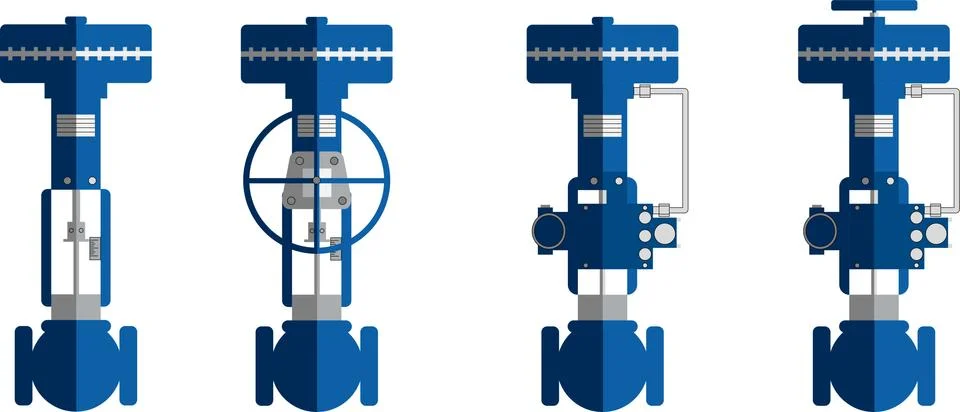 Flat design Actuators Control valve with Handle Stock Illustration