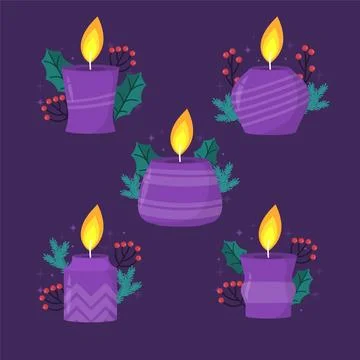 Flat design advent candles collection Stock Illustration