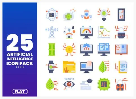 Flat design AI icons on white background Stockillustratie