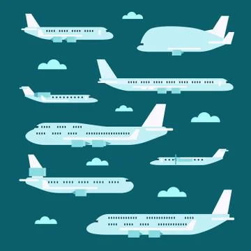 Flat design of airplane set Stock Illustration