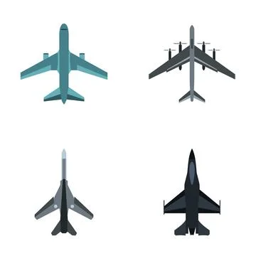 Flat design airplanes and fighter jets collection Stock Illustration