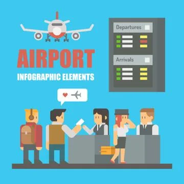 Flat design of airport infographic elements Stock Illustration