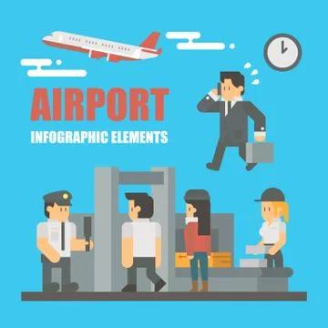 Flat design of airport infographic elements Stock Illustration