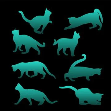 Flat design animals silhouette set Stock Illustration