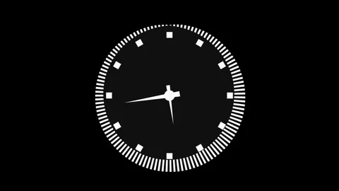 Flat Design Animated Analog Clock Face Showing Accurate Time Progression in.. Stock Footage 310199951