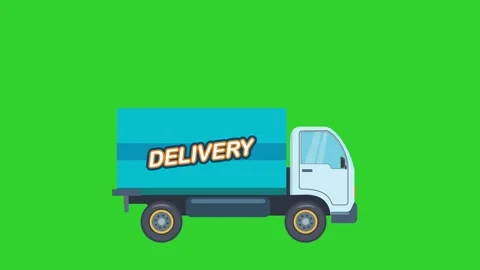 Flat Design Animated Delivery Truck Stock Footage 345826852