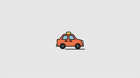 Flat Design Animated Orange Cab Vector Animation Loop Stock Footage 328744936