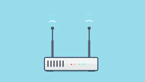 Flat Design Animated WiFi Router Stock Footage 345826853