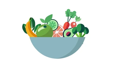 Flat Design Animation of Fresh vegetables in veggie bowl. importance of pla.. Stock Footage 304779641