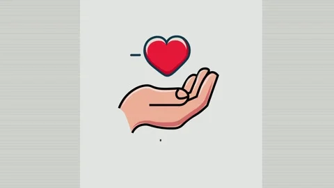 Flat design animation of hand Holding a Heart Shape Symbol on white backgro.. Stock Footage 305570030