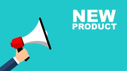 Flat design animation hand with megaphone with new product Stock Footage 102277956