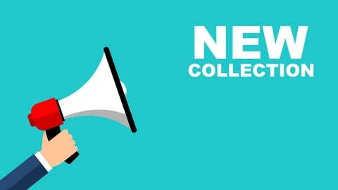 Flat design animation hand with megaphone with new collection Stock Footage 102278006