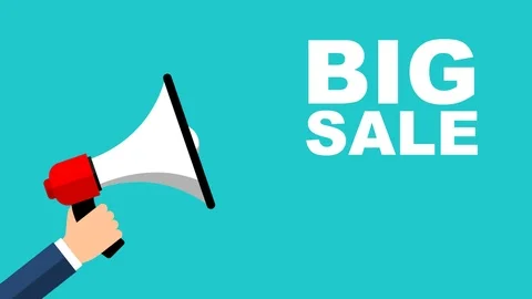 Flat design animation hand with megaphone with big sale Stock Footage 102278055
