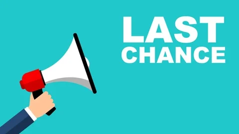 Flat design animation hand with megaphone with last chance Stock Footage 102278096