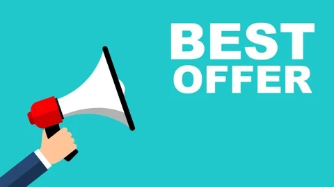 Flat design animation hand with megaphone with best offer Stock Footage 102278137