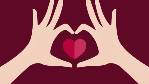 A flat design animation hands forming a heart shape Video stock 306459597