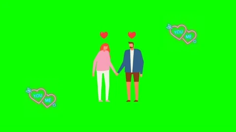 Flat design animation of loving people on green screen Stock Footage 149712403