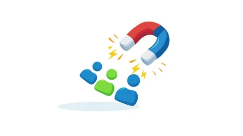 Flat Design Animation of A Magnet Attracting User Icons Vidéo 346180604