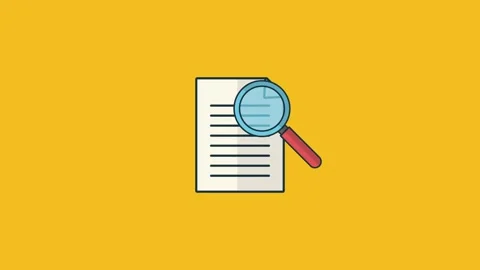 Flat design animation of a magnifying glass scanning over a paper document .. Stock Footage 339049173